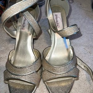 Gold Heels With Ankle Straps. Size 8 Wide